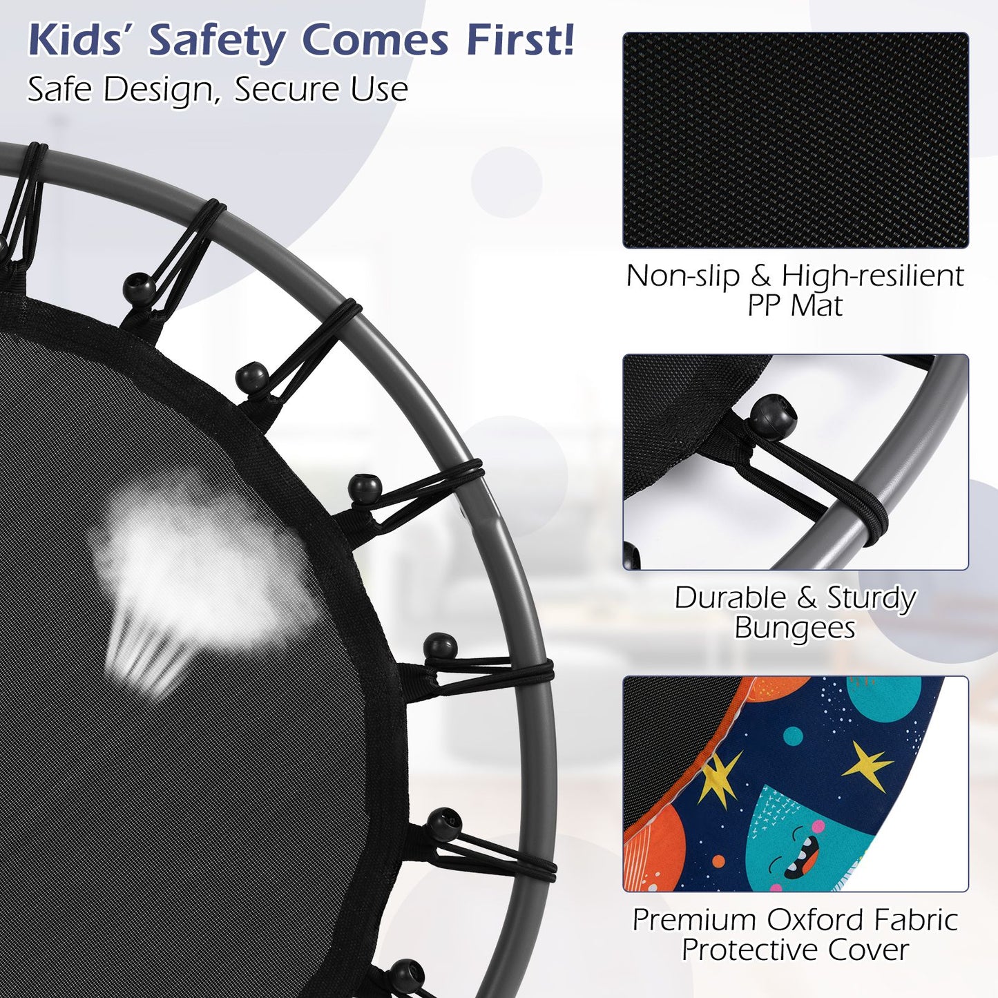 Children's Mini Trampoline with LED Lights and Safety Handle