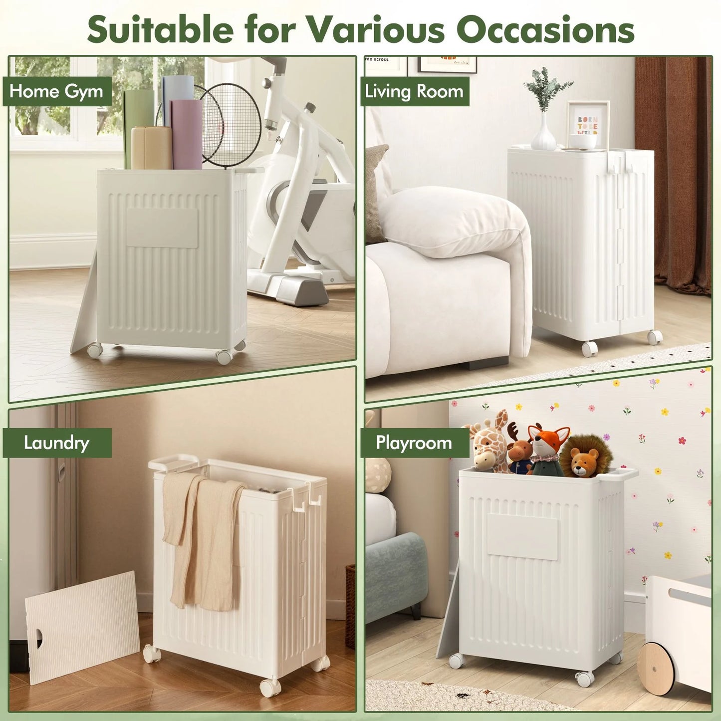 Rolling Yoga Mat Storage Basket Collapsible Laundry Hamper