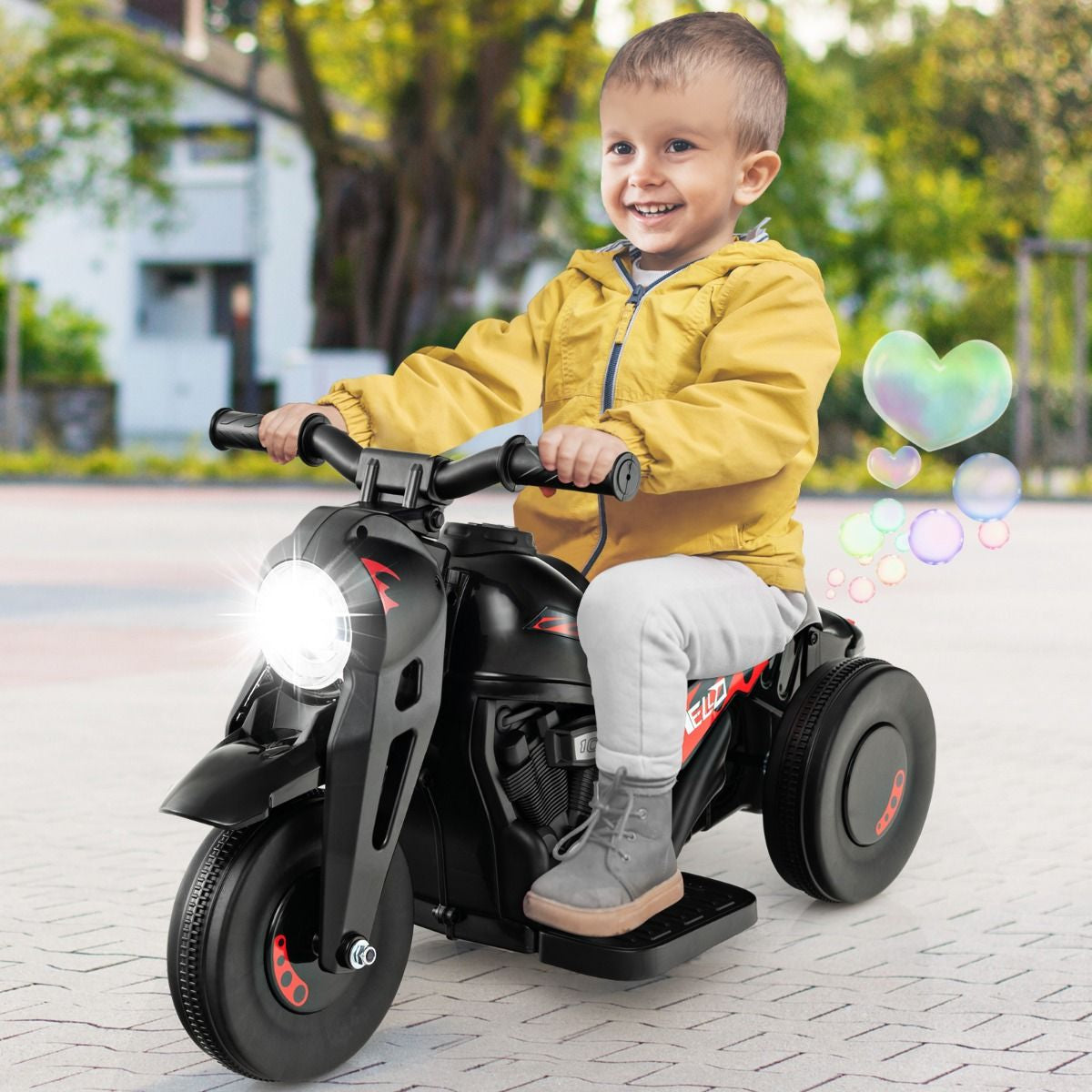 6V Electric Kids Ride-On Motorcycle with Bubble Maker