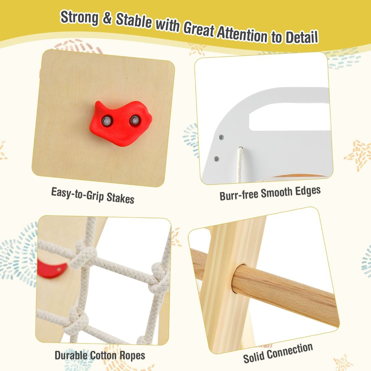 8-in-1 Wooden Jungle Gym Climber Playset with Slide, Swing & Monkey Bars | Indoor Kids Play Tower