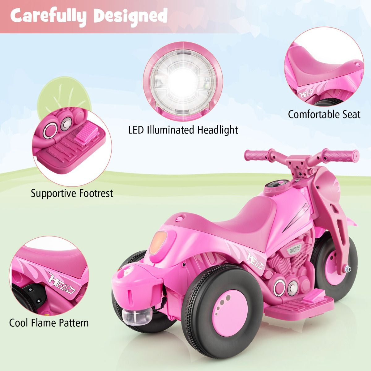 6V Electric Kids Ride-On Motorcycle with Bubble Maker