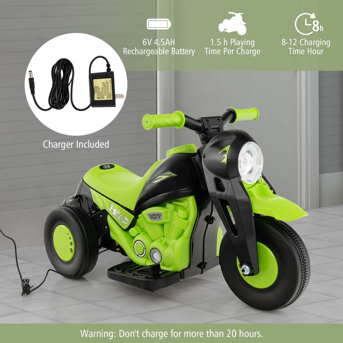 6V Electric Kids Ride-On Motorcycle with Bubble Maker