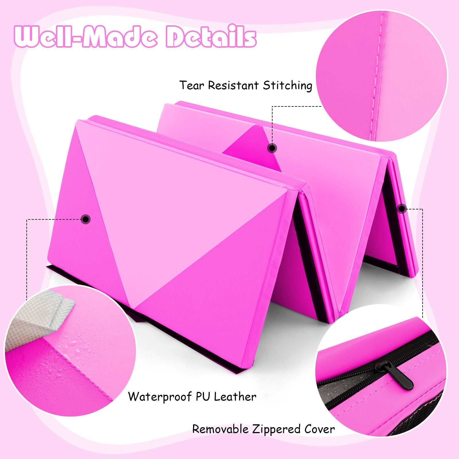 240 cm PU Leather Folding Gymnastics Mat