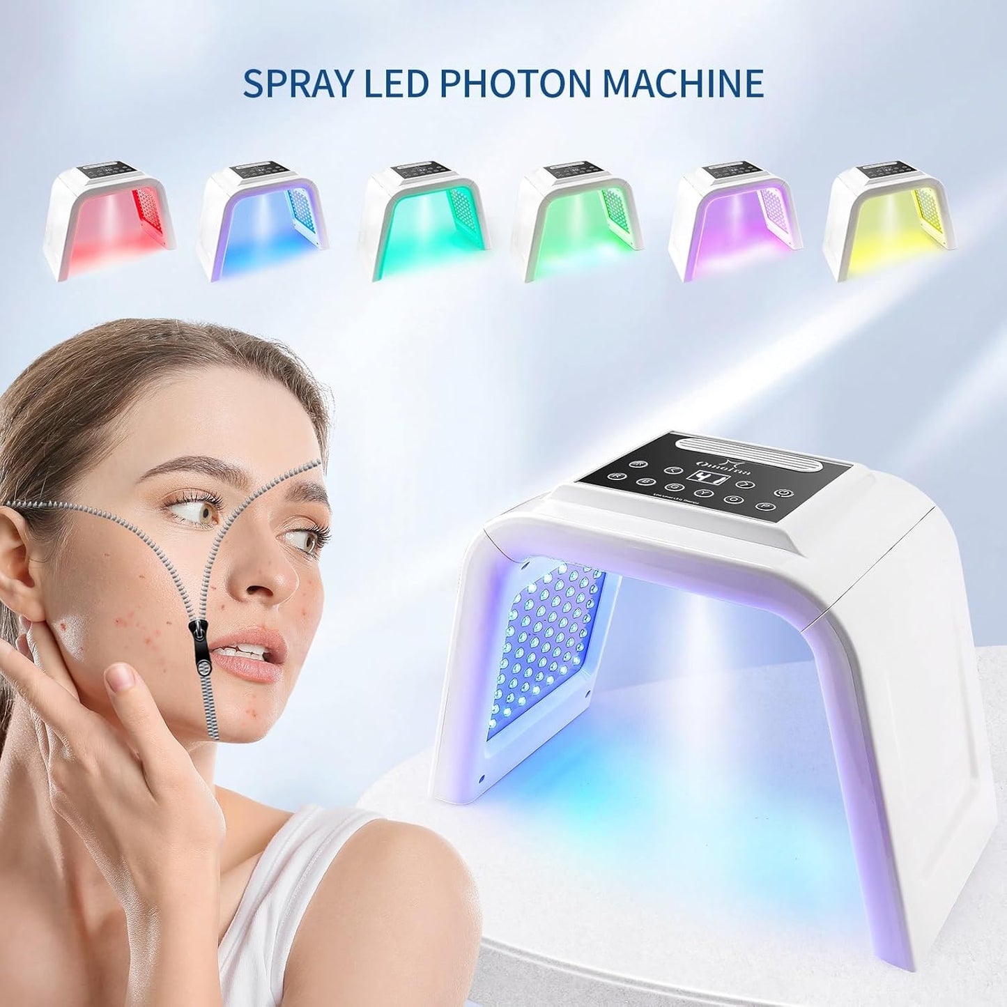 Red Light Therapy Lamp with Nano Spray | 7-Color LED PDT Facial Rejuvenation Machine | 178 LEDs | Anti-Aging, Wrinkle Reduction, Firming & Brightening | Professional Skin Therapy for Home – UK Plug