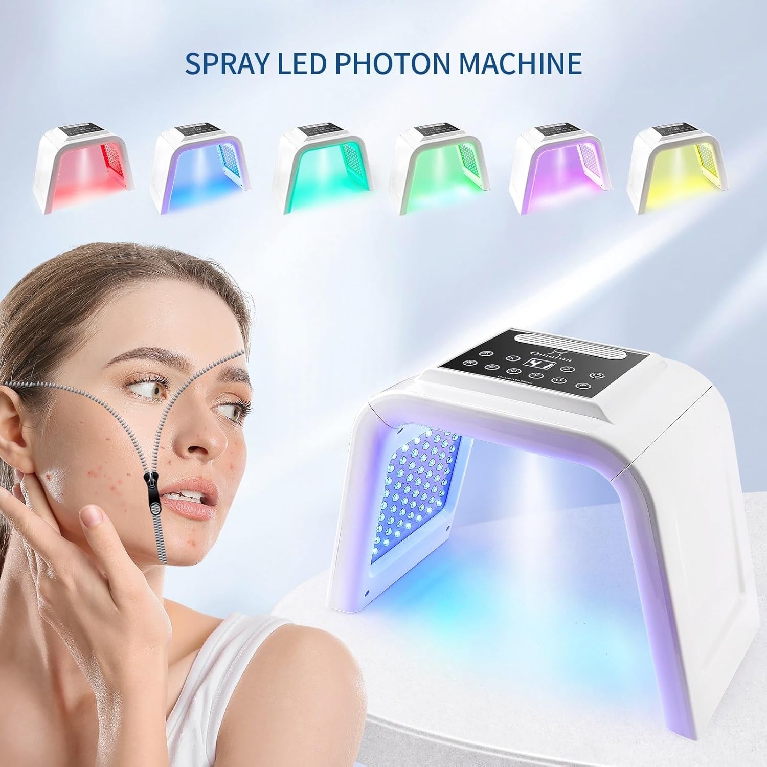 Red Light Therapy Lamp with Nano Spray | 7-Color LED PDT Facial Rejuvenation Machine | 178 LEDs | Anti-Aging, Wrinkle Reduction, Firming & Brightening | Professional Skin Therapy for Home – UK Plug