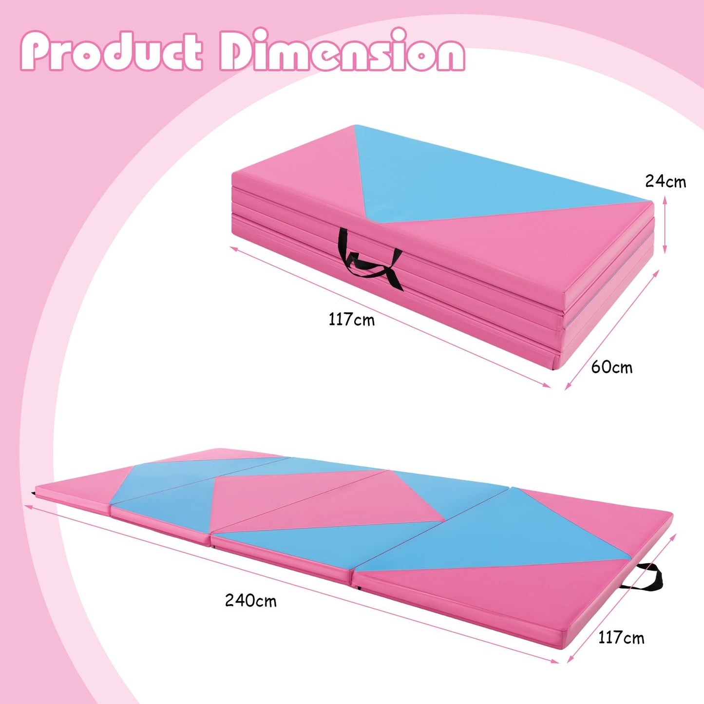 240 cm PU Leather Folding Gymnastics Mat