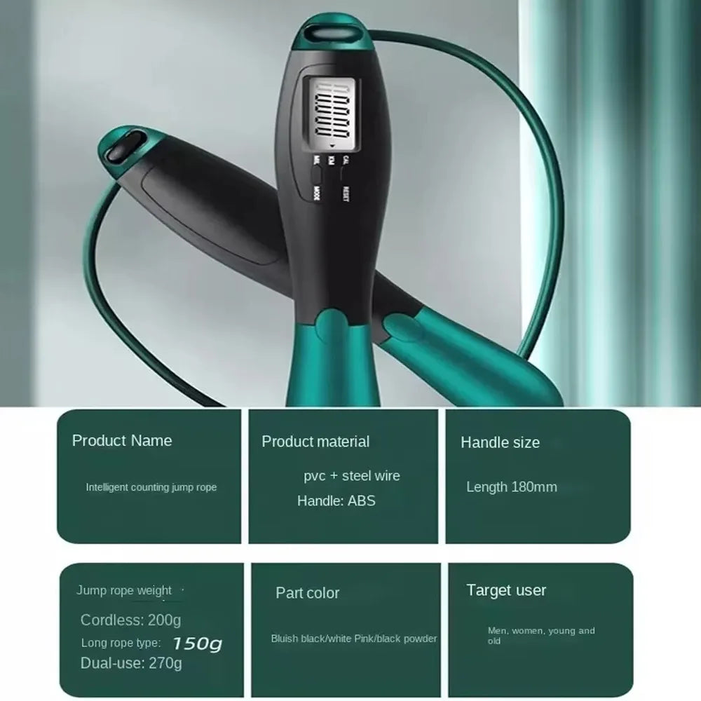 Counting Jump Rope Ball Steel PVC Skipping Rope Exercise Adjustable Cordless Jump Rope Fitness Gym Training Home Sport Equipment