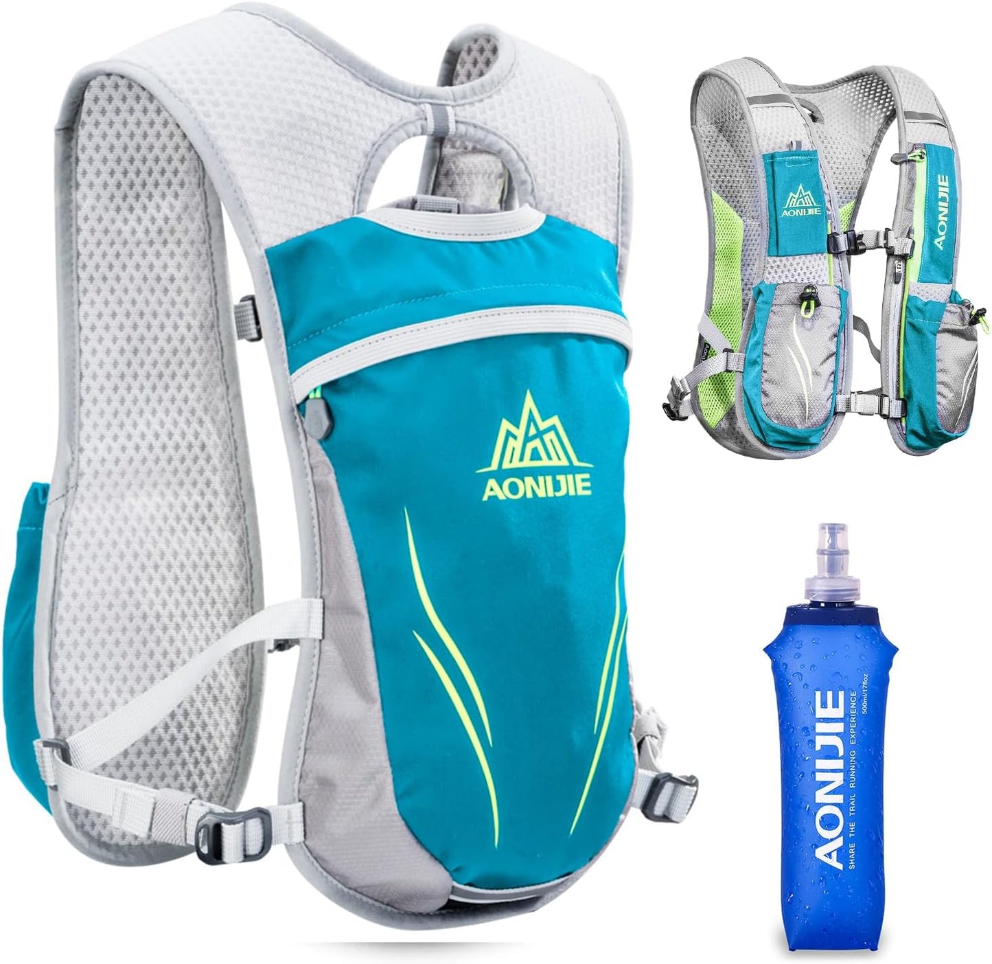 Hydration Pack Backpack 5.5L | Lightweight Running Hydration Vest for Men & Women | Trail Running, Marathon, Hiking & Cycling Backpack (Available with or without Water Bottle)