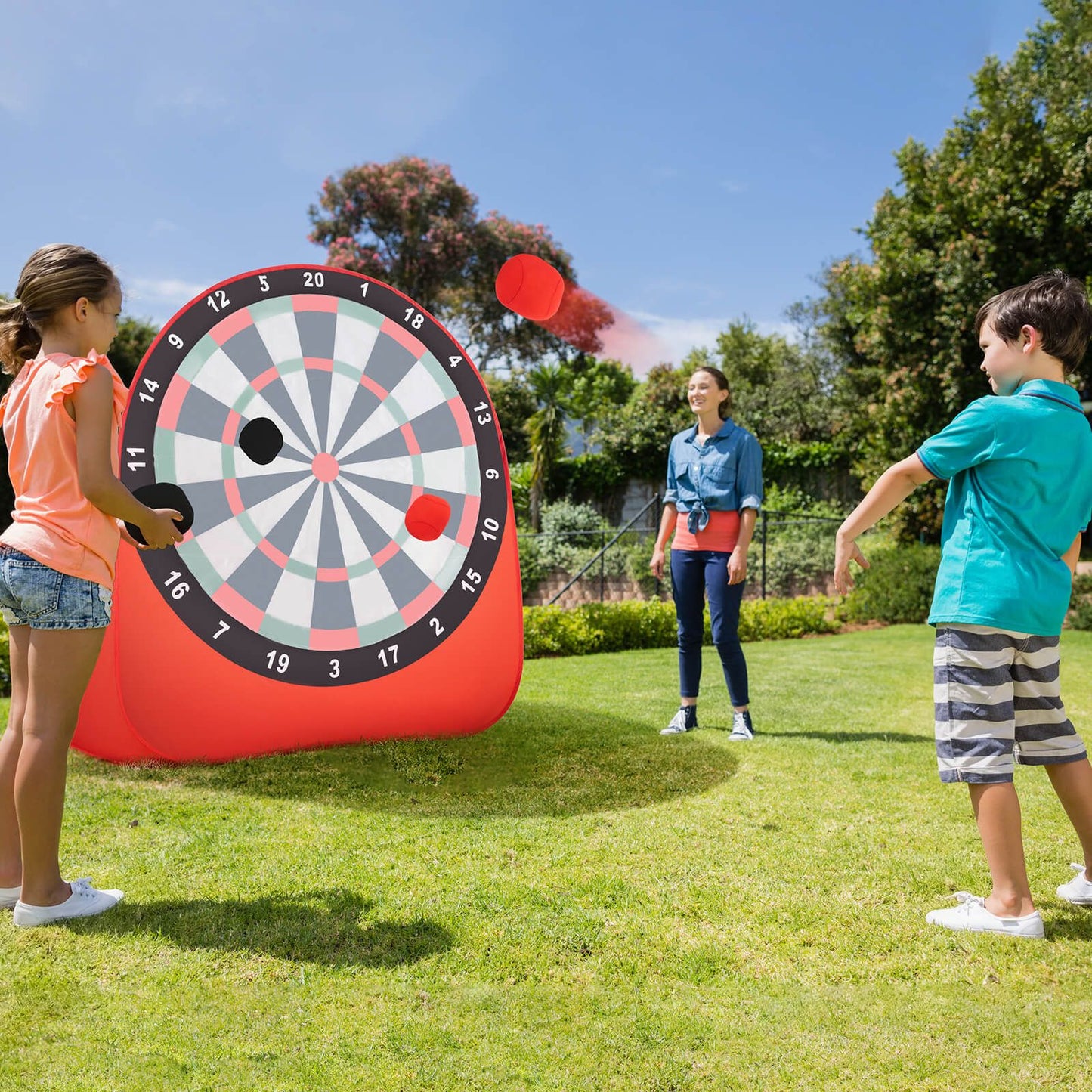 Large Portable Dart Board for Children with 4 Kick Balls - Foldable Design