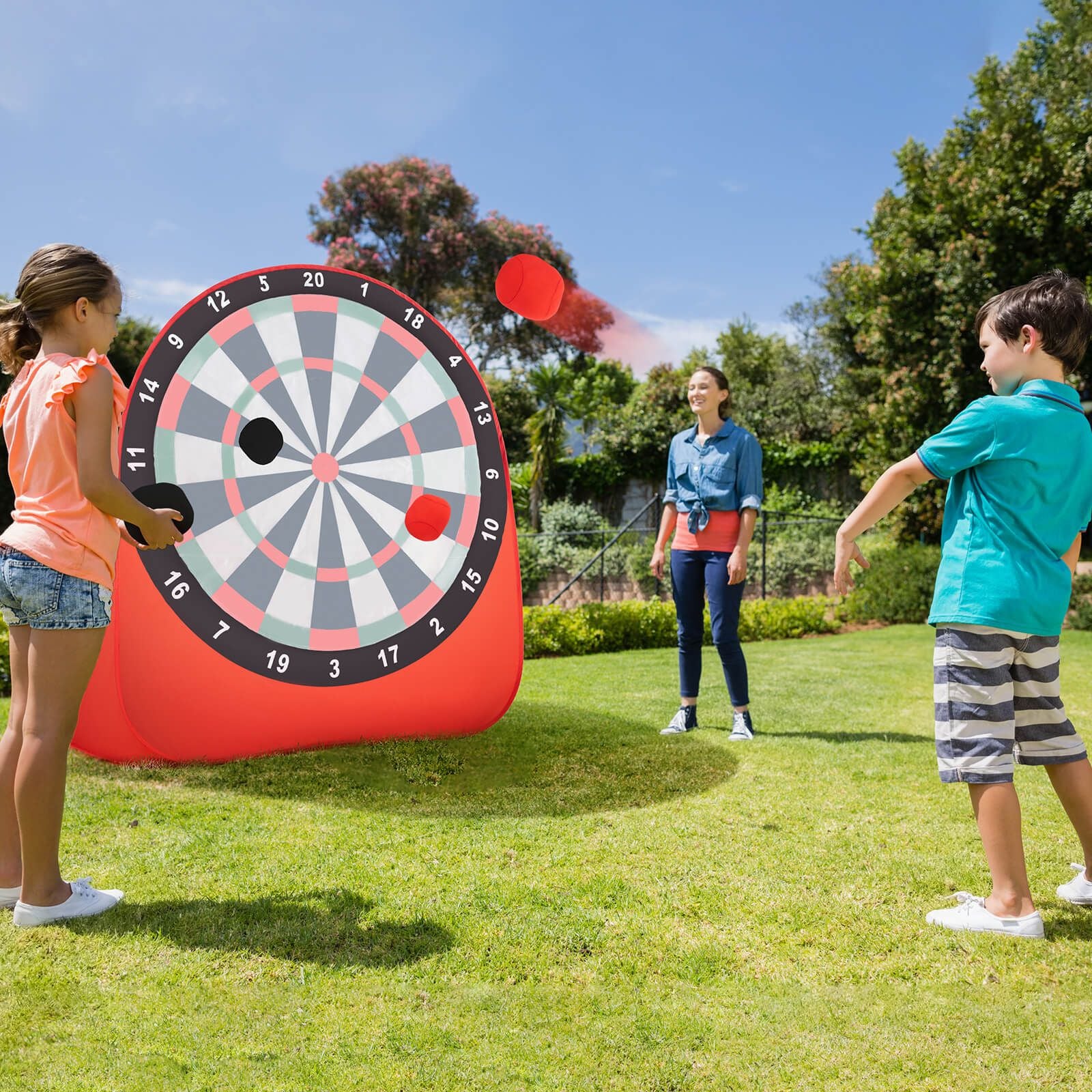 Large Portable Dart Board for Children with 4 Kick Balls - Foldable Design
