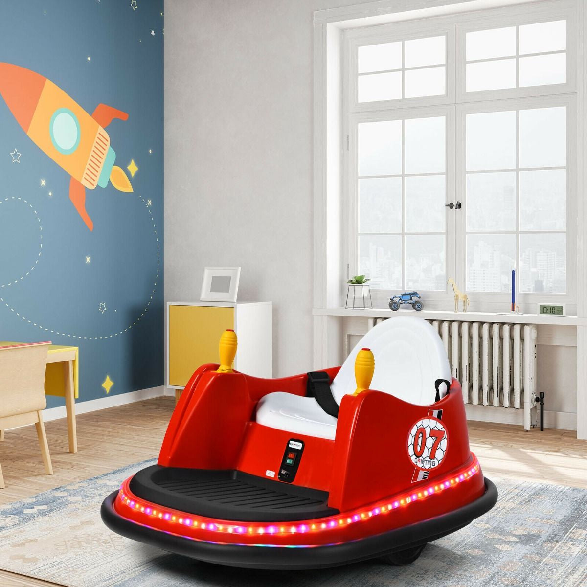 Children's Ride-On Bumper Car with Vibrant Flashing Lights and Music