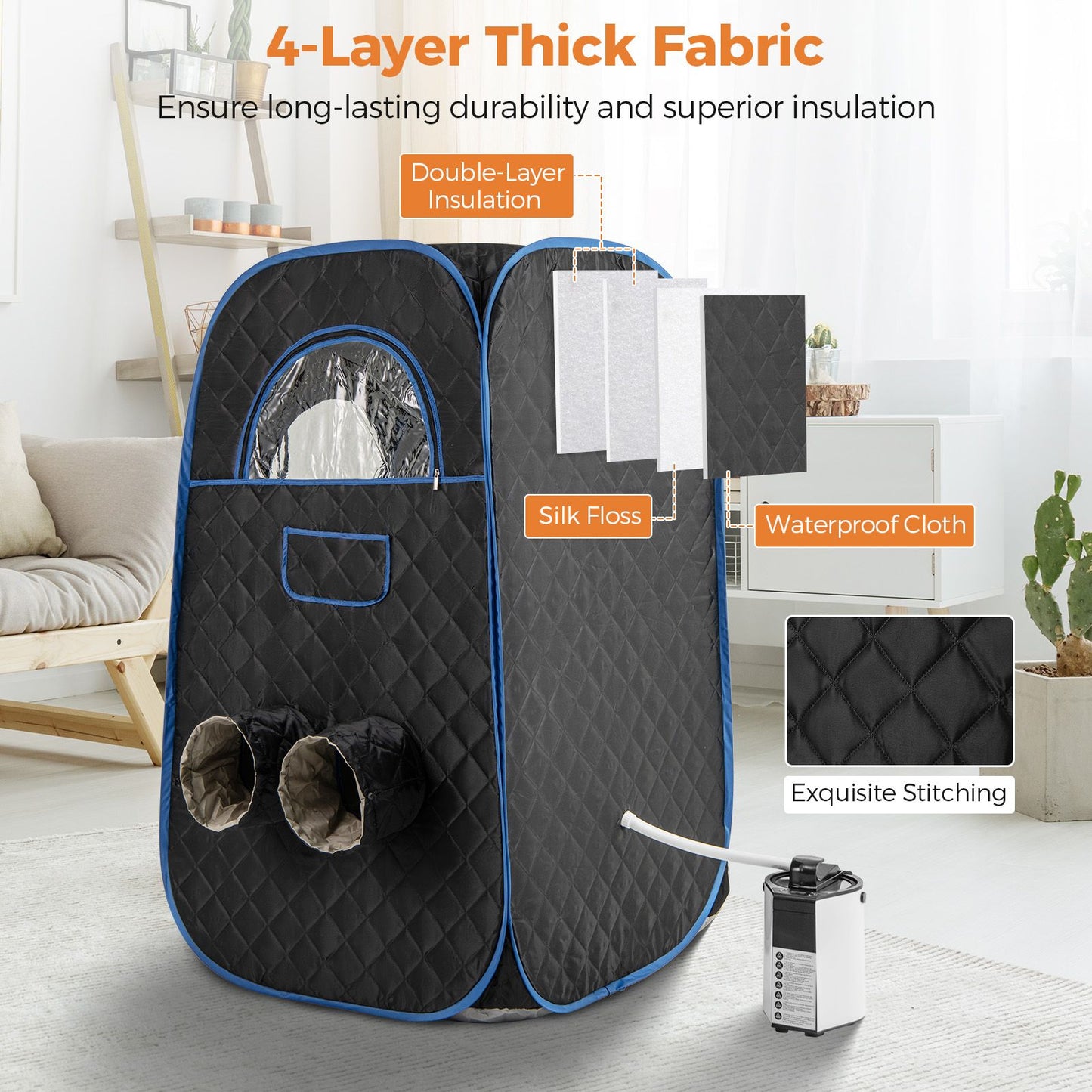 Portable Steam Sauna Tent with 1000W Steam Generator and Chair, 3L Capacity