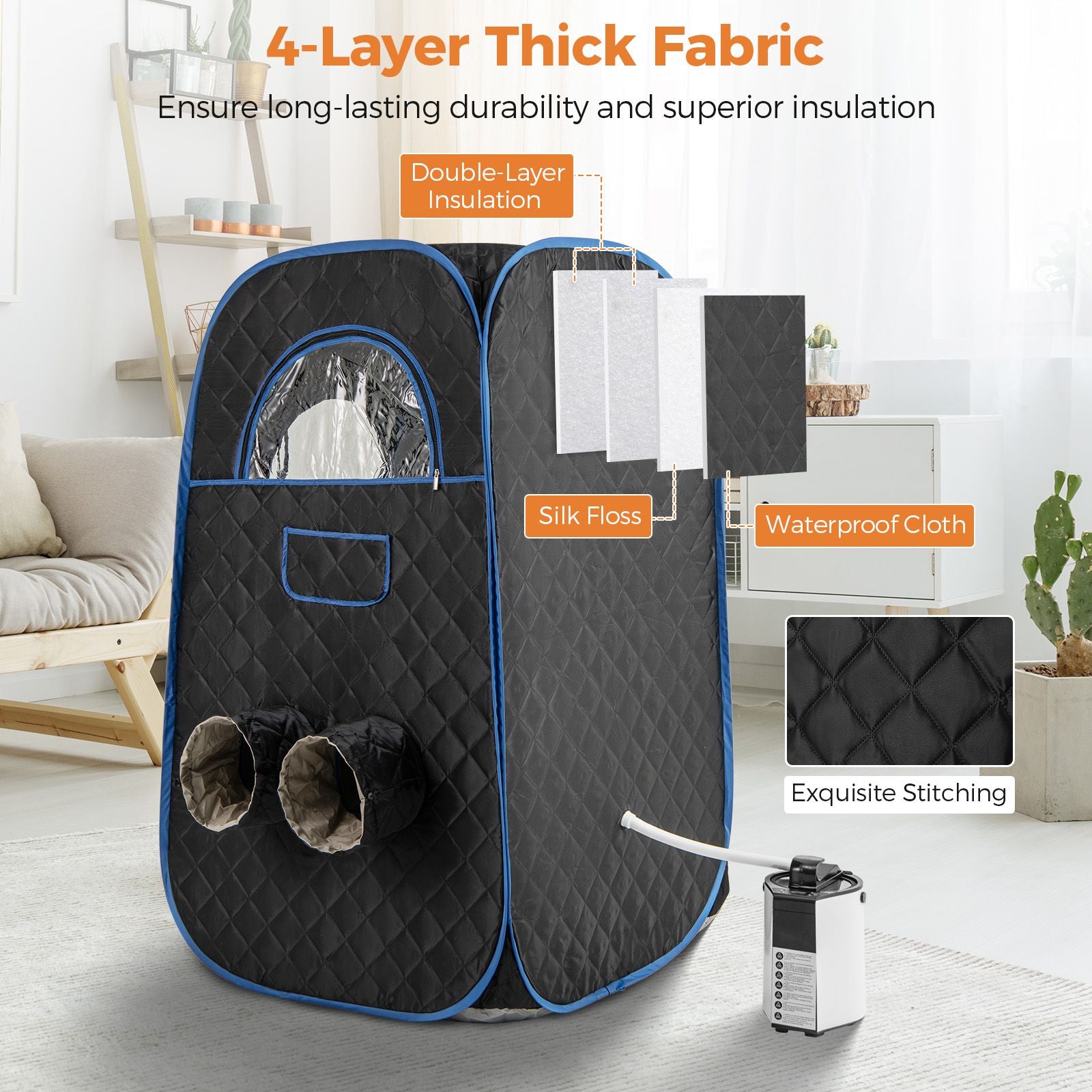 Portable Steam Sauna Tent with 1000W Steam Generator and Chair, 3L Capacity