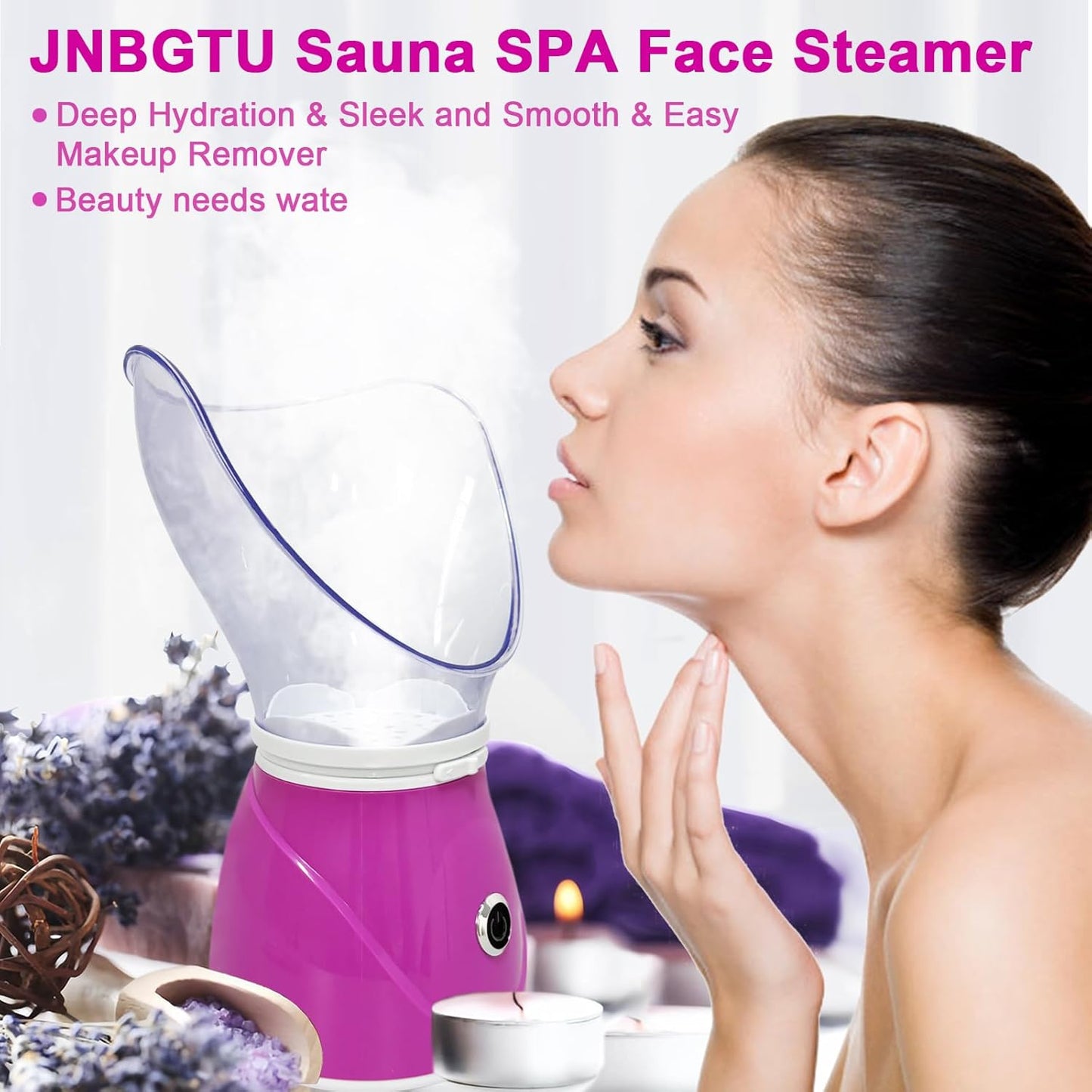 Facial Steamer – Professional Ionic Face Steamer for Deep Cleansing, Blackhead Removal & Sinus Relief | Home Spa Skincare Device for Radiant, Revitalized Skin – Pink