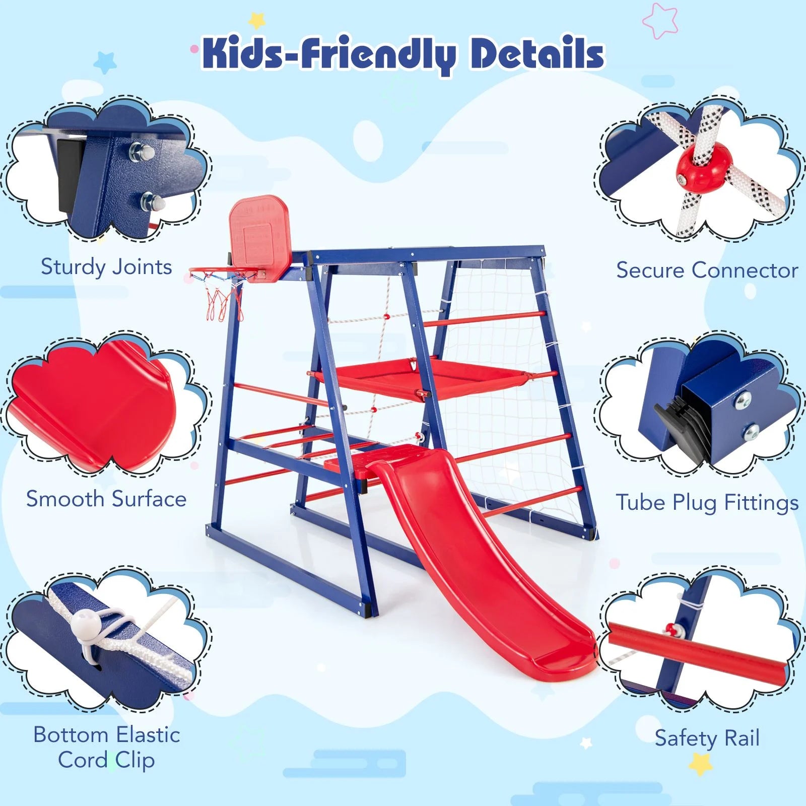 7-in-1 Jungle Gym Playset for Toddlers Aged 3-7