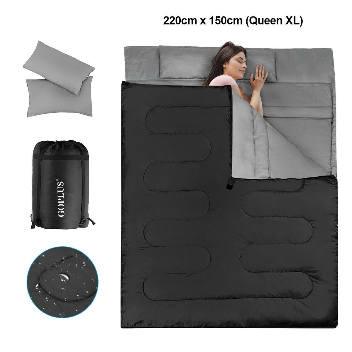 Extra Large Waterproof Double Sleeping Bag with Carrying Bag