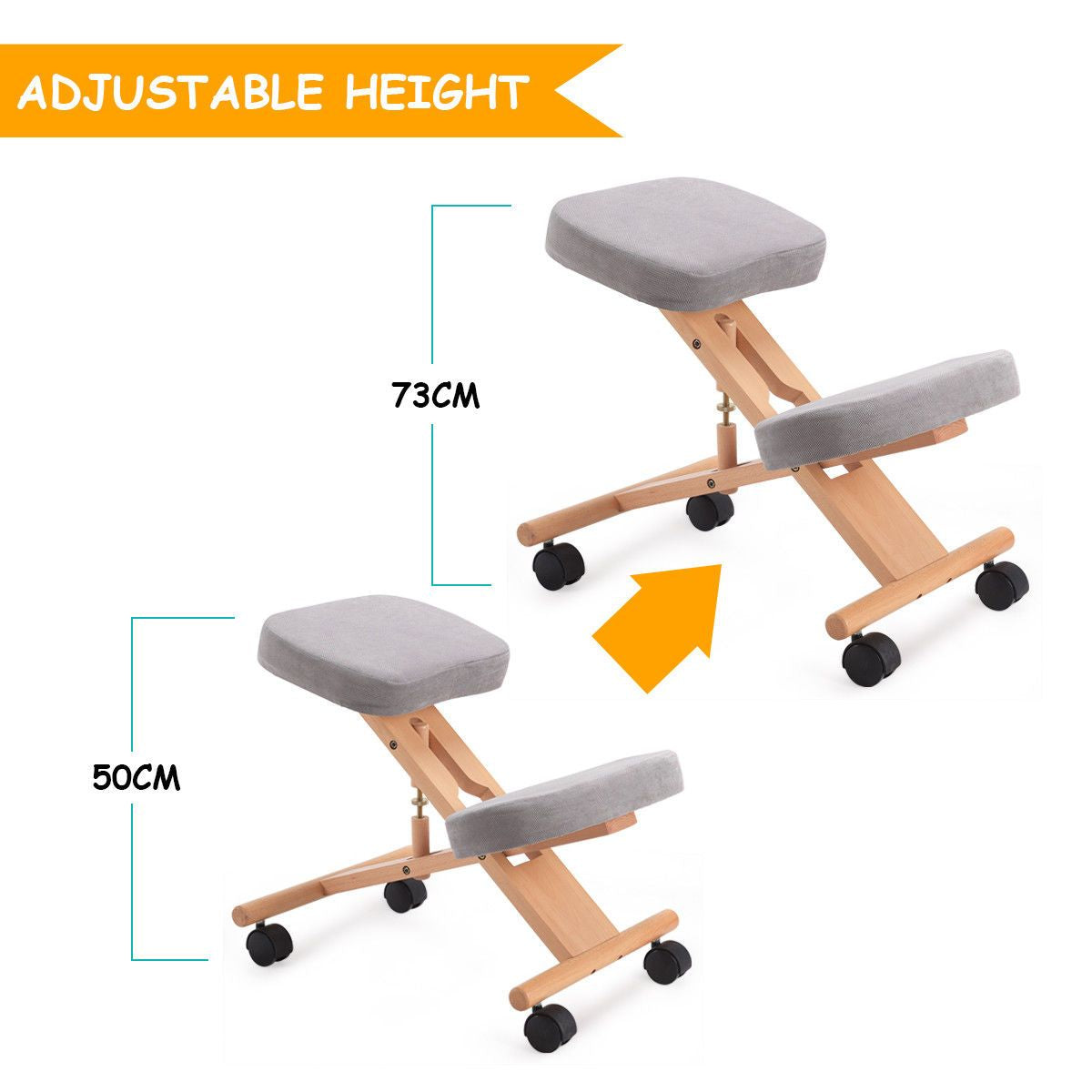 Adjustable Wood Posture Stool for Enhanced Comfort in Gaming and Computer Work
