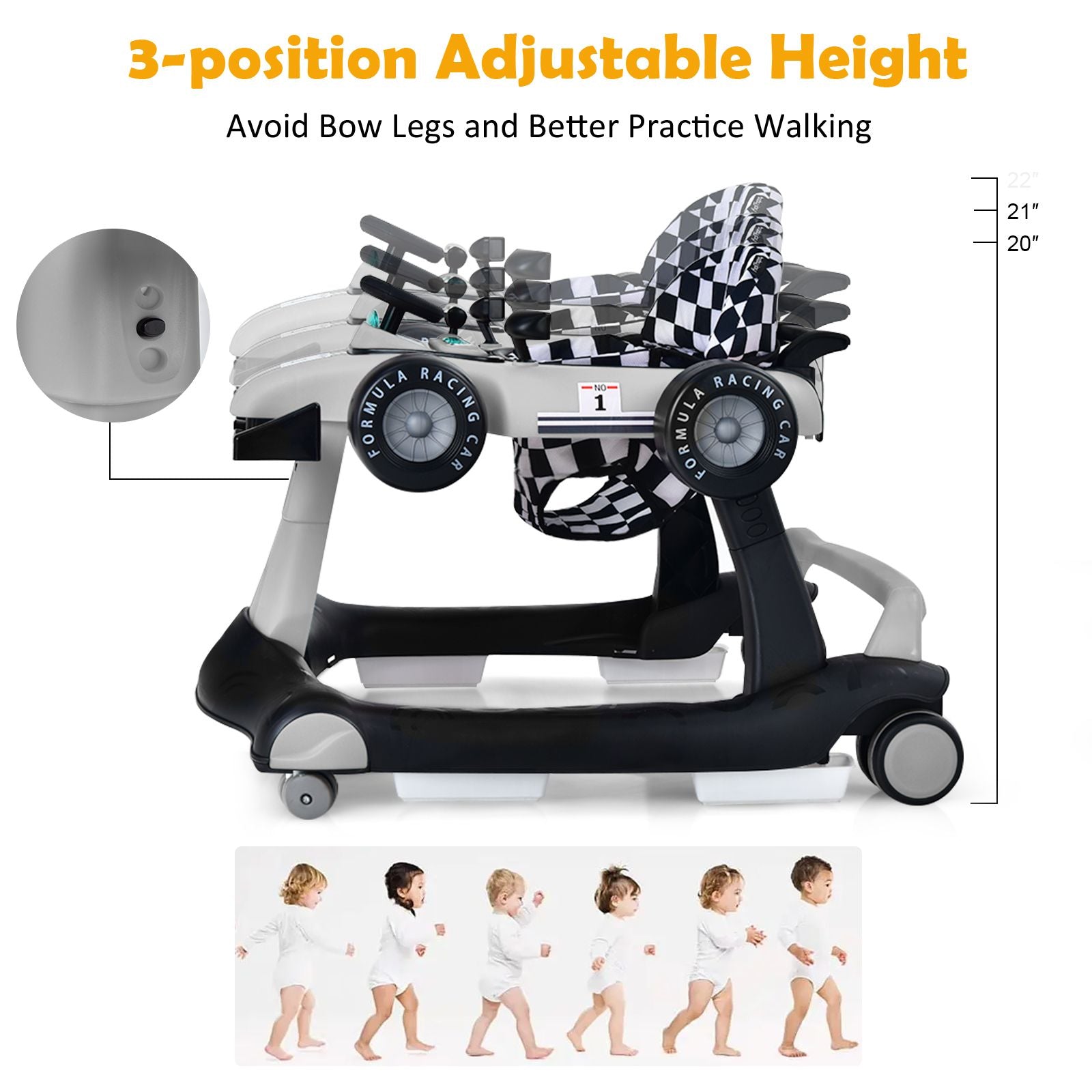 4-in-1 Adjustable Height and Speed Baby Push Walker
