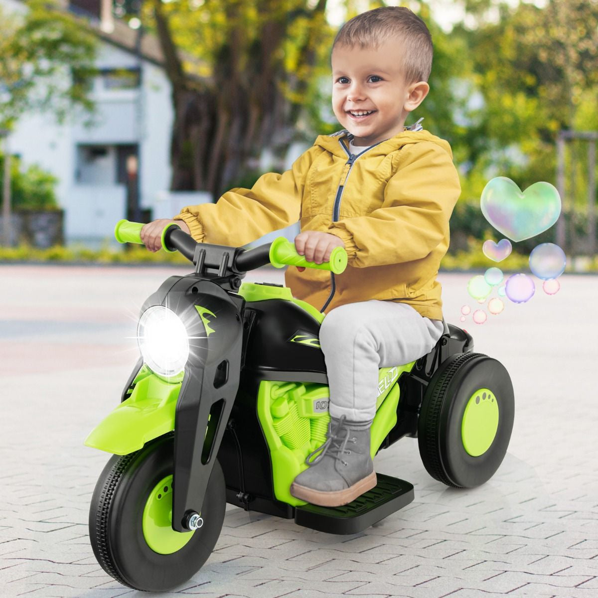 6V Electric Kids Ride-On Motorcycle with Bubble Maker