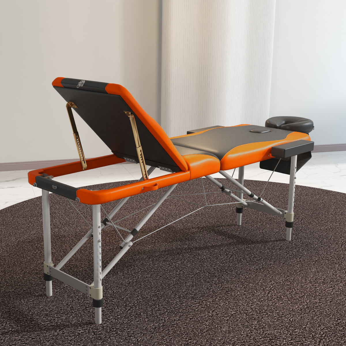 Portable Massage Table Beauty Therapy Couch Bed Spa – Aluminium Frame, Orange - All Round Fitness