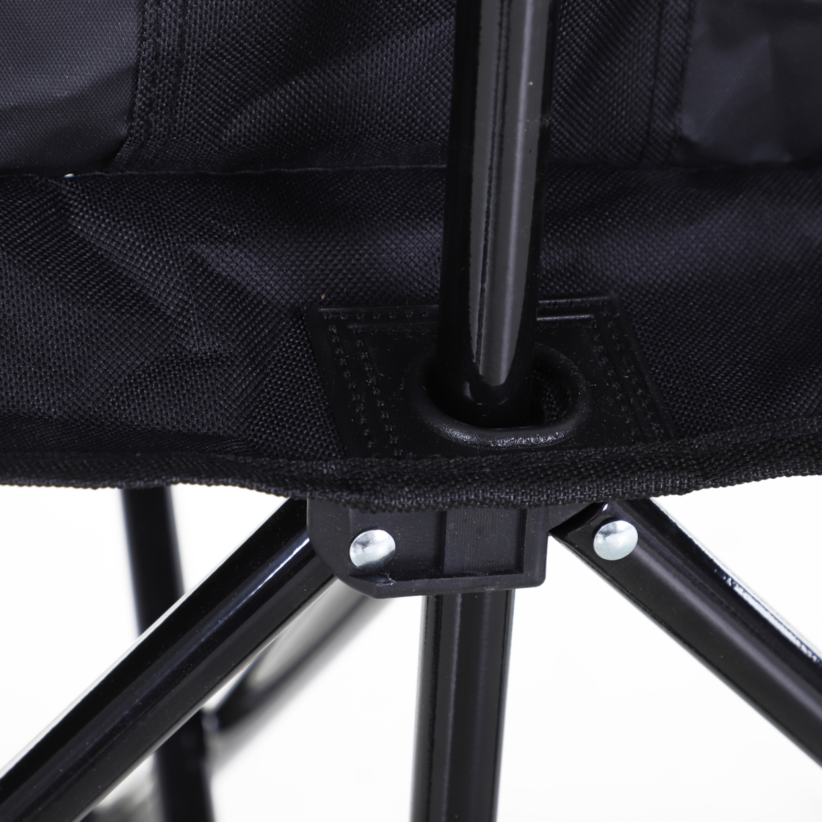 Outsunny 6-Seat Folding Camping Bench with Built-In Cooler – Portable Foldable Outdoor Seating for BBQs, Festivals & Sports (Steel Frame, Black)