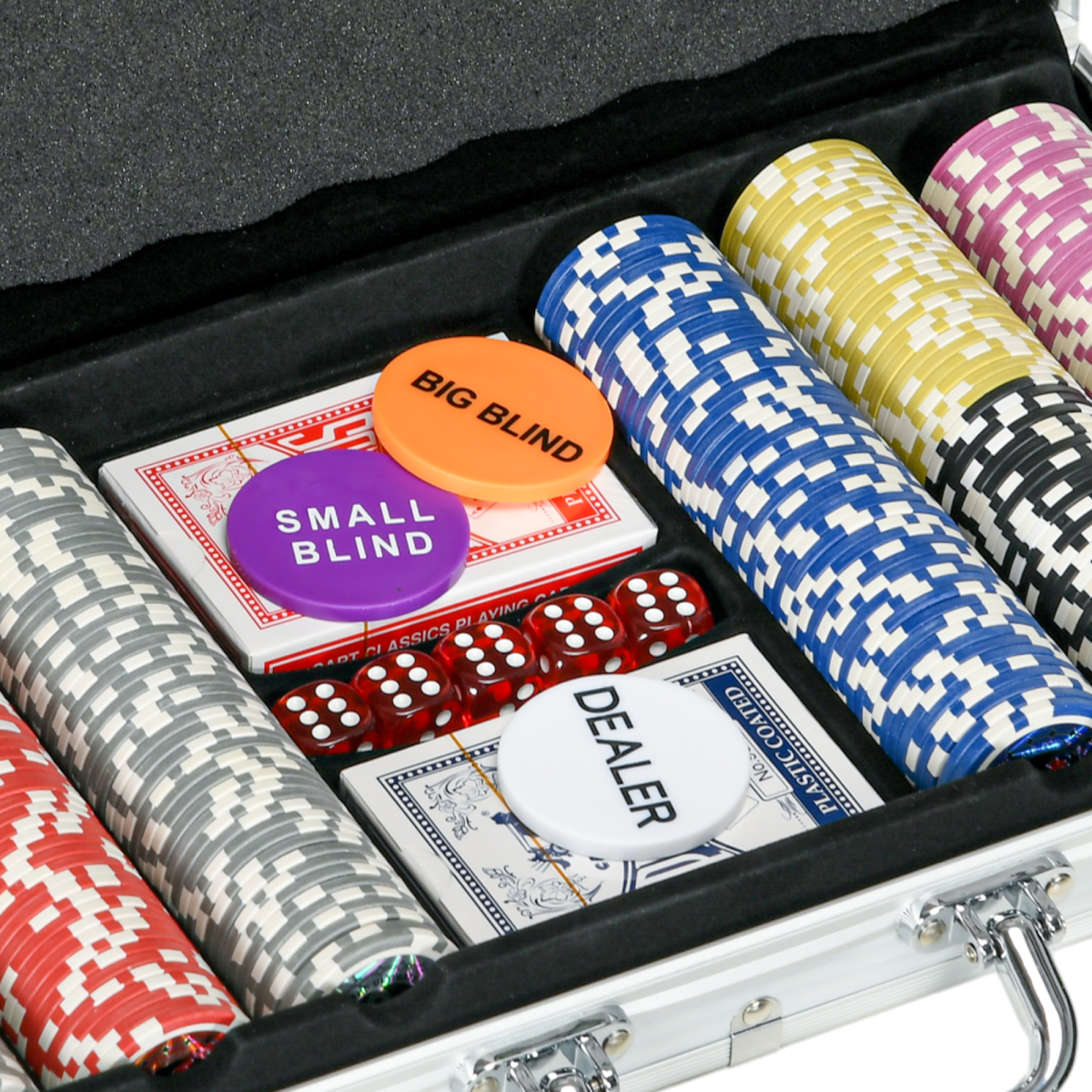 SPORTNOW 300-Piece Poker Chips Set with Mat, Aluminium Case & Two Decks of Cards