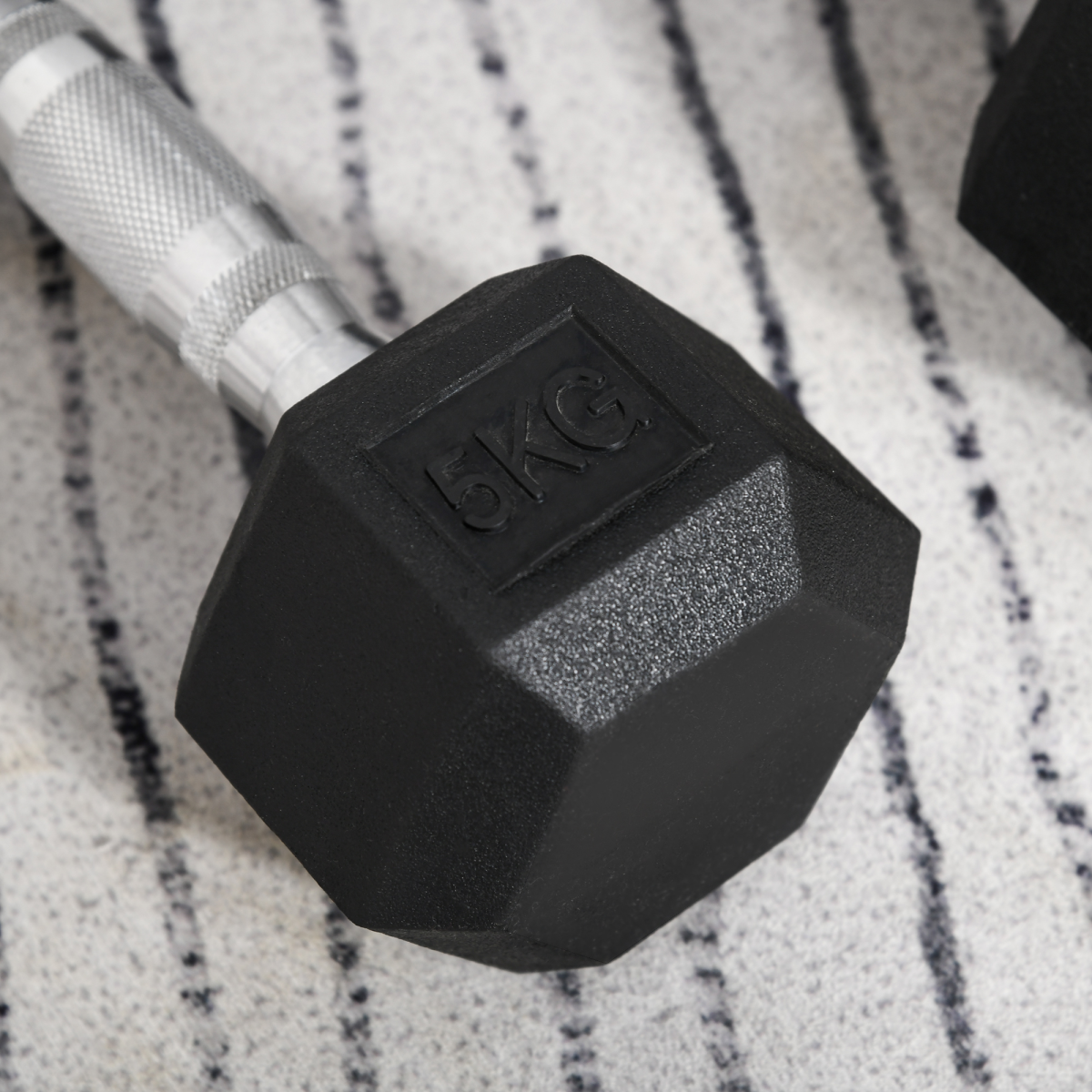 Hexagonal 5kg Rubber Dumbbell Pair for Home Gym Fitness - Durable & Safe! - All Round Fitness