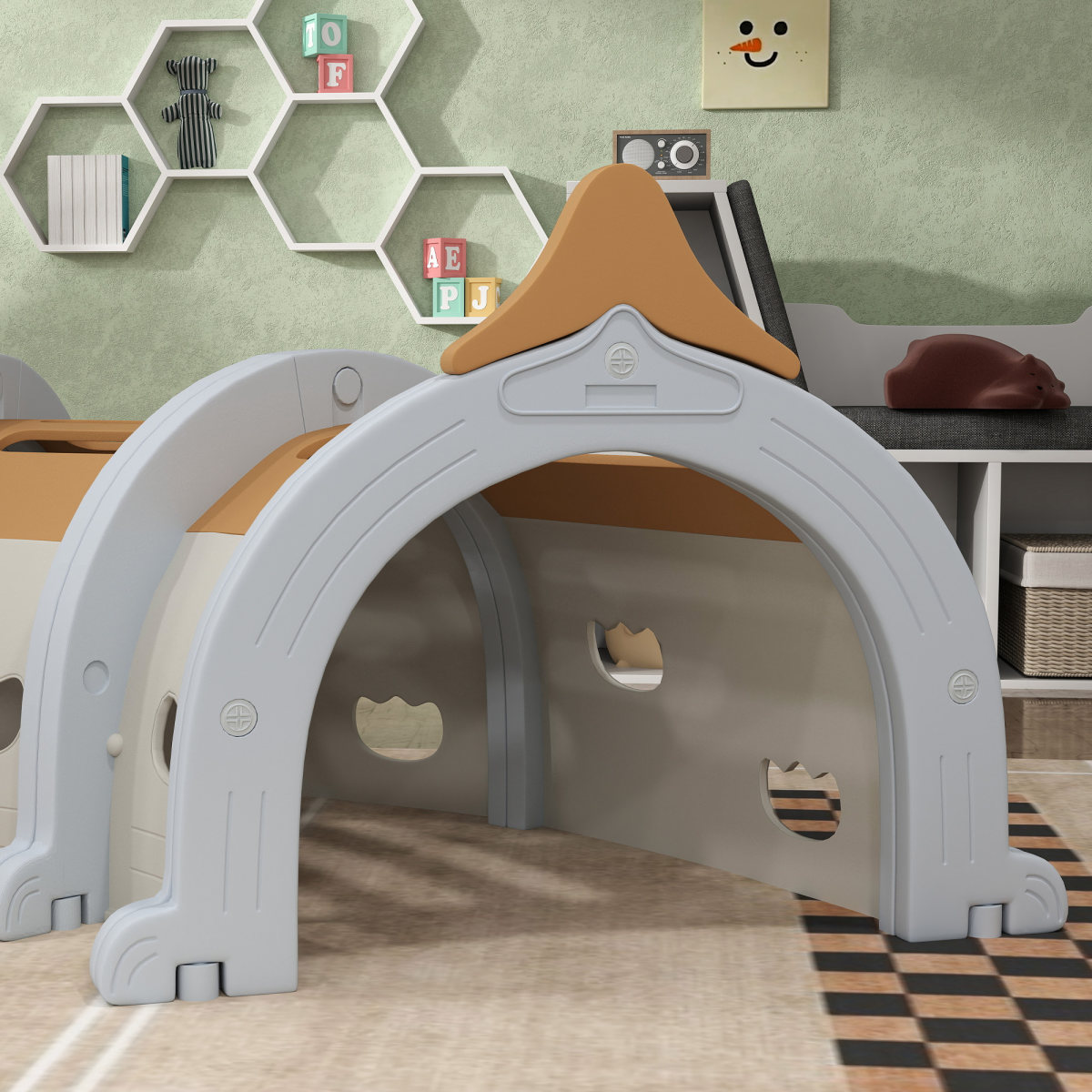 AIYAPLAY Kids Play Tunnel – Monkey Design Crawl & Climb Toy, Indoor/Outdoor, Brown