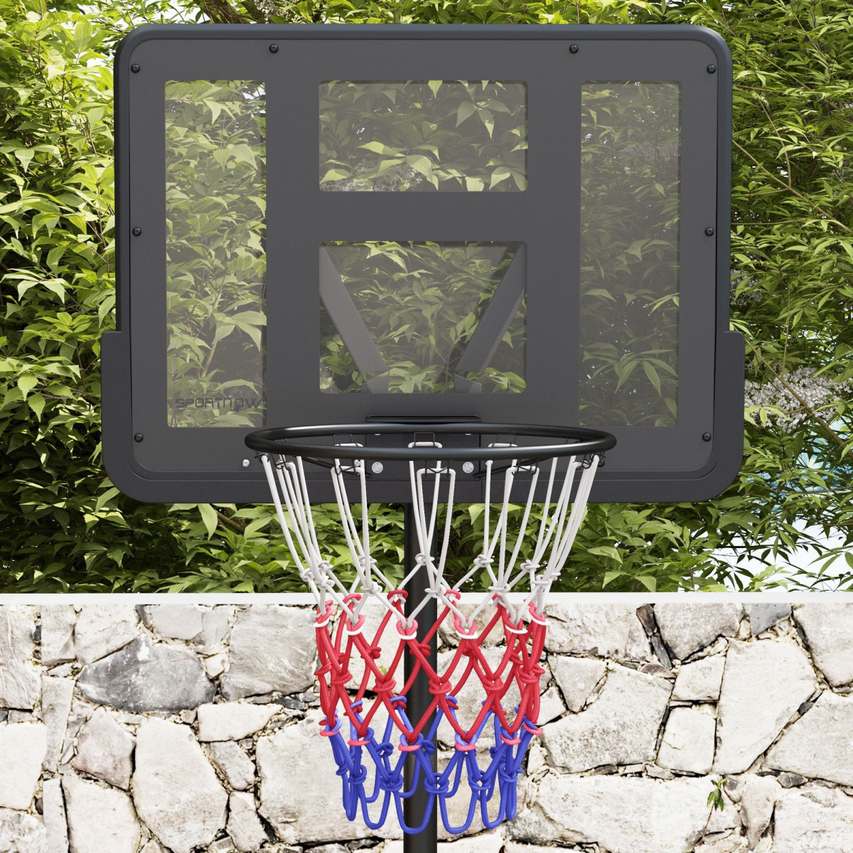 Adjustable Basketball Hoop and Stand with Weighted Base & Wheels, 1.7–2.3m – Black