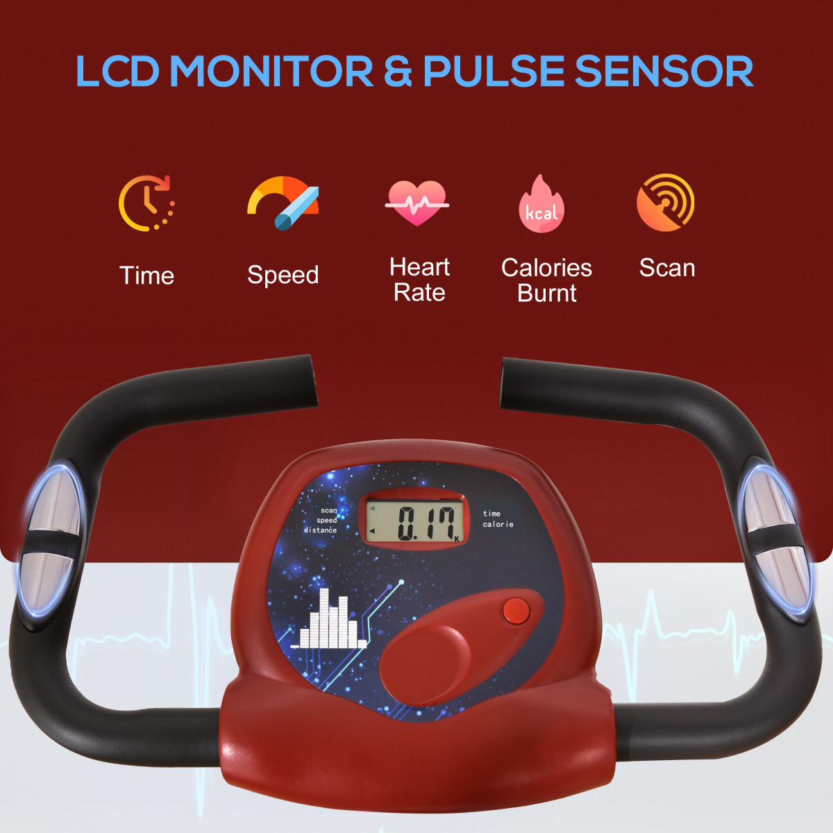 Foldable Magnetic Resistance Exercise Bike with LCD & Adjustable Seat - HOMCOM - All Round Fitness