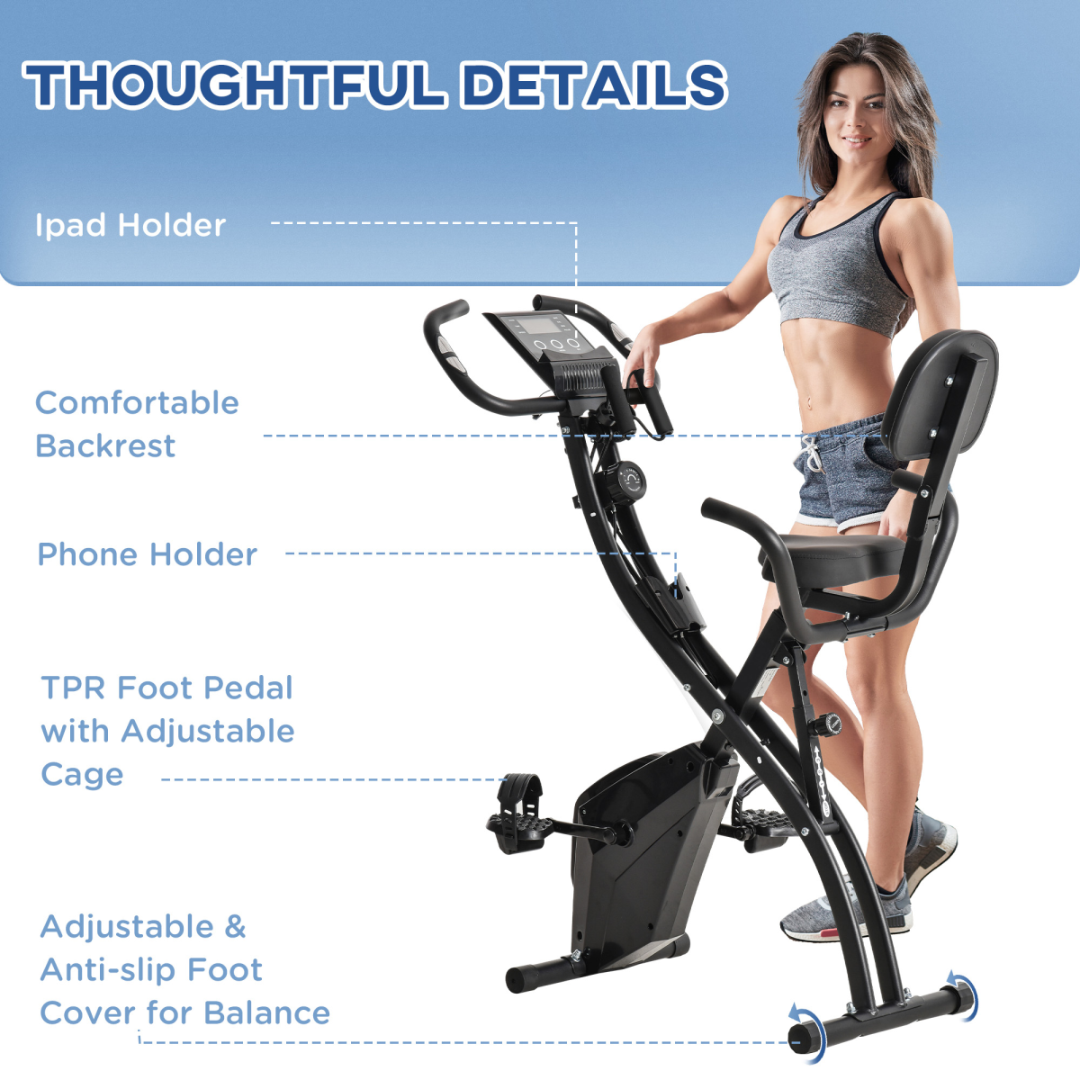 Versatile 2-in-1 Upright & Recumbent Bike with 8 Resistance Levels & Pulse Monitor - All Round Fitness
