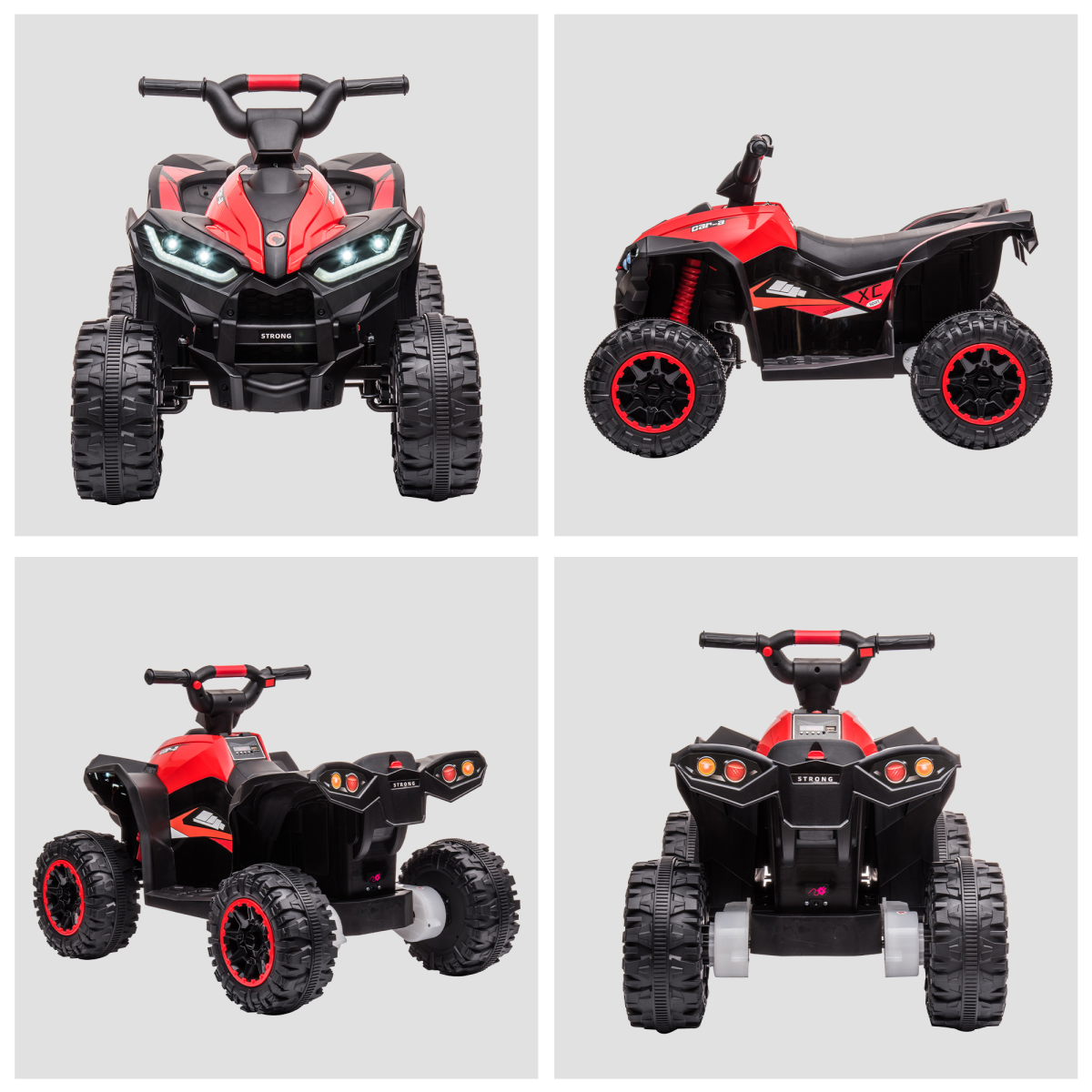 12V Electric Quad Bike for Kids Ride-On ATV Toy with Lights & Music – Ages 3-5 (Red)