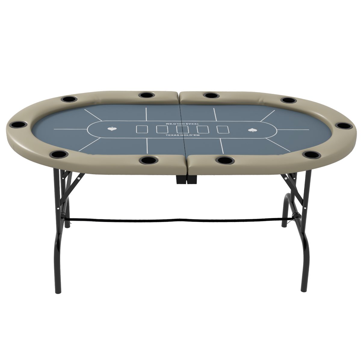 10-Player Folding Poker Table with Cup Holders, Steel Base – Brown