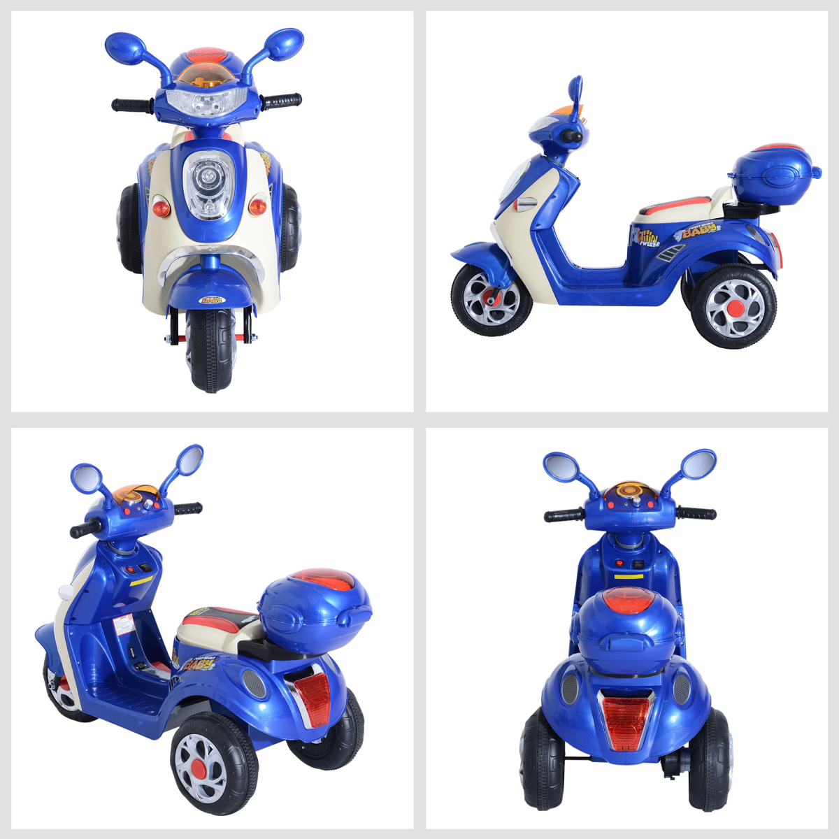 Electric Ride-On Kids Motorbike 6V Battery-Powered Tricycle with Lights & Music – Blue