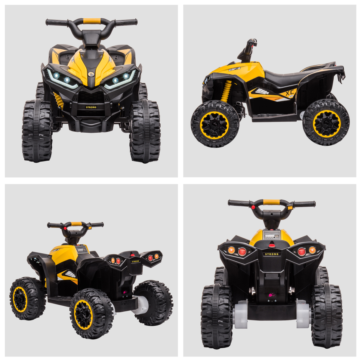 12V Electric Quad Bike for Kids Ride-On ATV Toy with Lights & Music – Ages 3-5 (yellow)