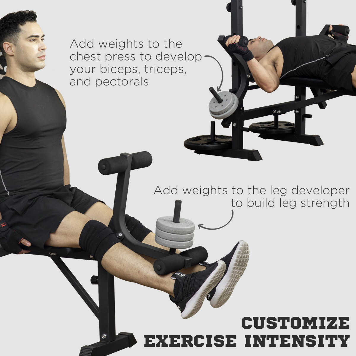 Adjustable Weight Bench with Barbell Rack & Pulley System – Full Body Workout
