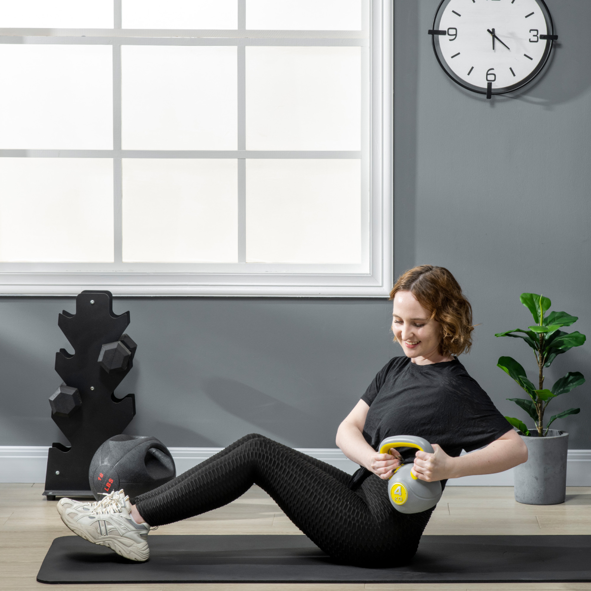 SPORTNOW 4kg Kettlebell: Elevate Your Home Workouts in Yellow & Grey! - All Round Fitness