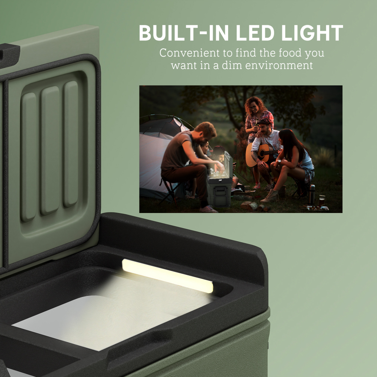 Outsunny 33L Portable Camping Fridge Freezer with Dual Zone, Car & Home Use, -20℃ to 20℃