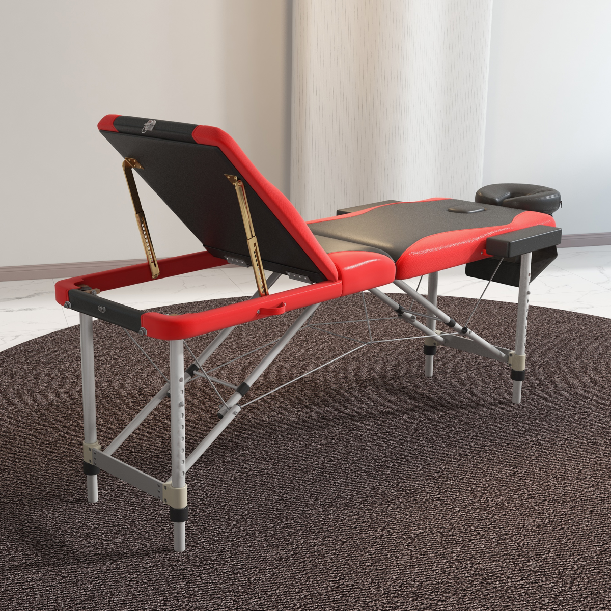 Portable Massage Table Beauty Therapy Couch Bed Spa – Aluminium Frame, Red - All Round Fitness