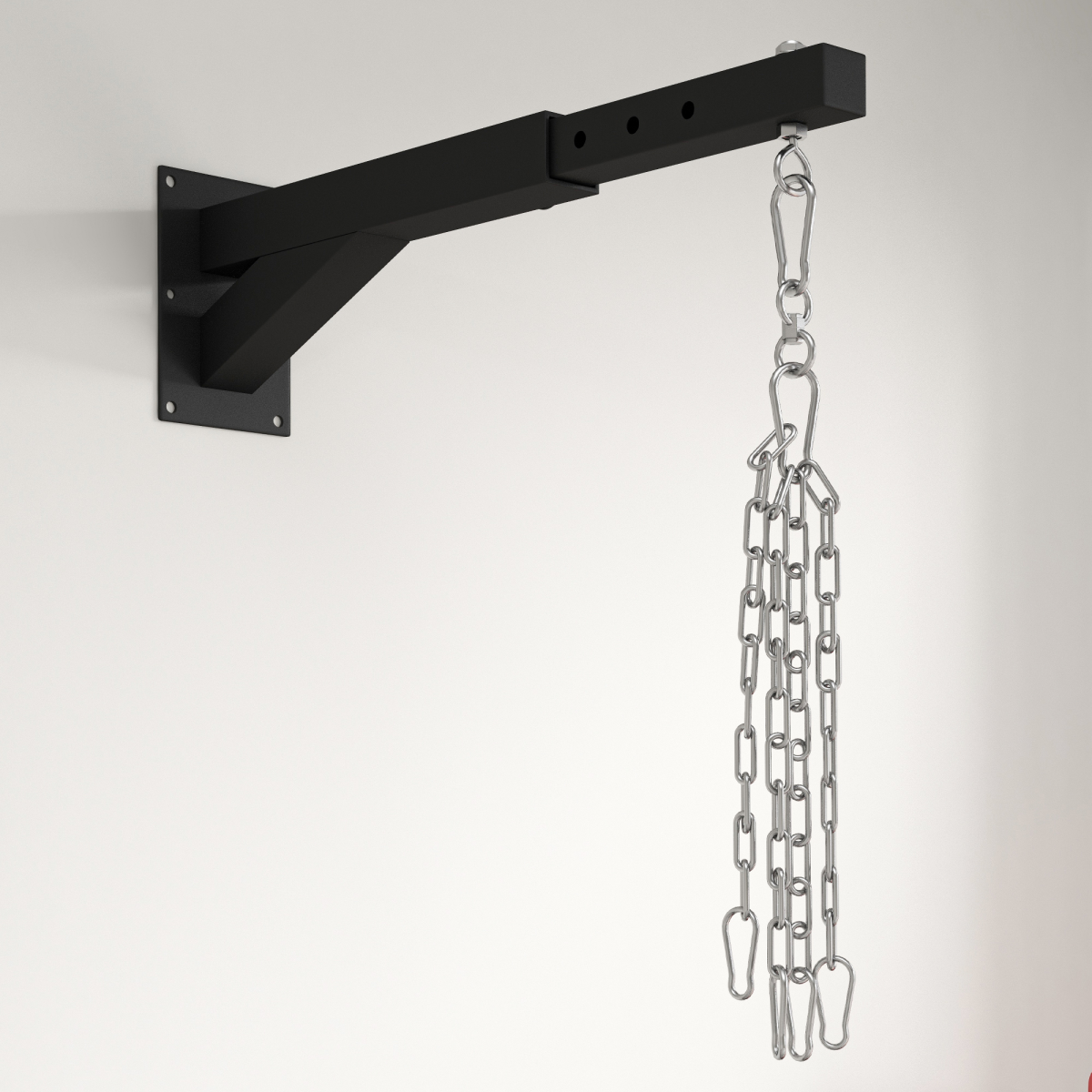 Adjustable Wall-Mounted Punch Bag Bracket – 5 Length Settings with Chains & Swivel Hook