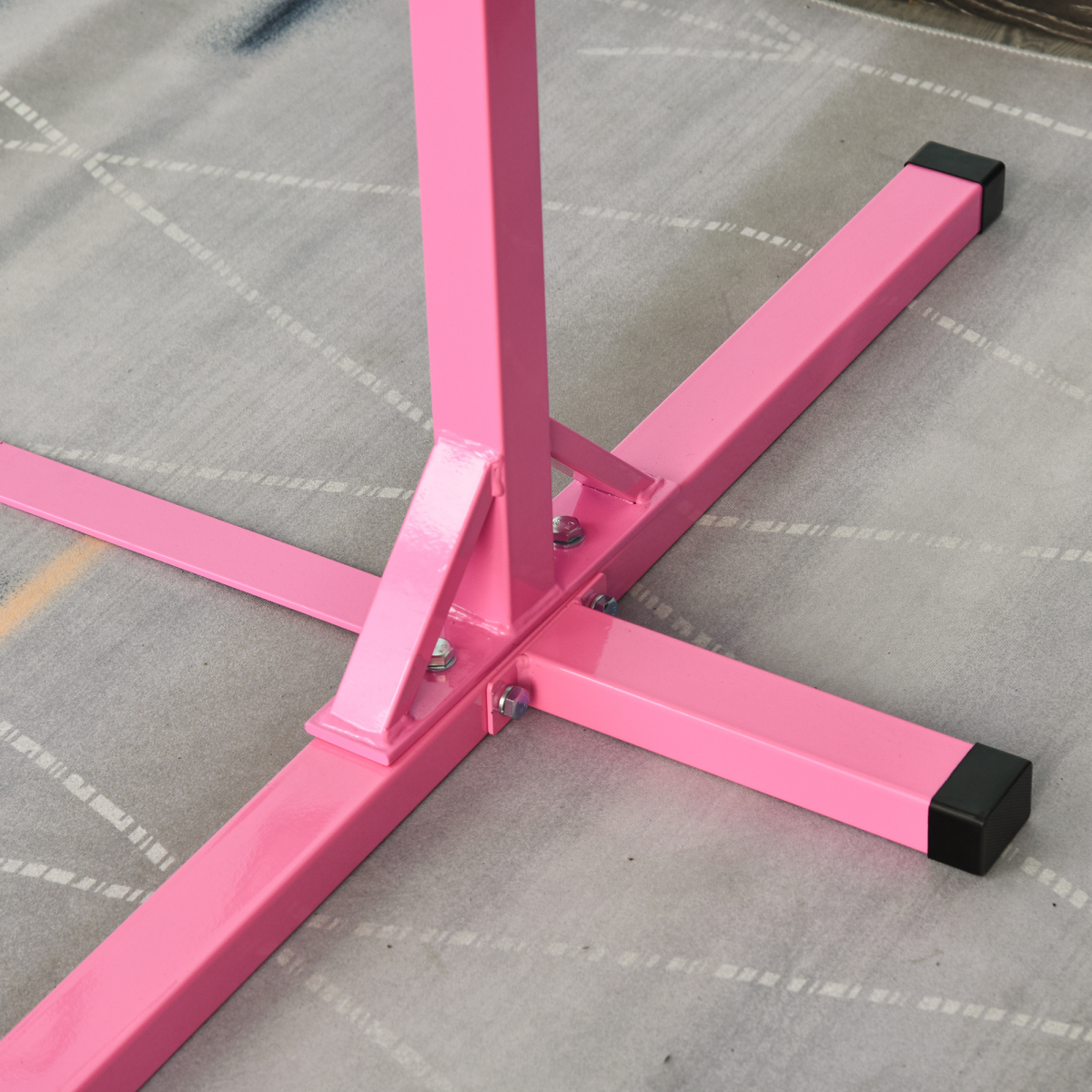 Adjustable Kids Gymnastics Bar – Horizontal Training Bar with Steel Frame & Beech Wood Top, 13 Height Levels (95–145cm), Stable ‘T’ Base – Pink - All Round Fitness