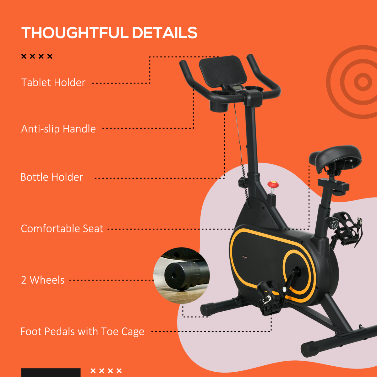 SPORTNOW Stationary Exercise Bike with LCD Display & 8 Resistance Levels – Home Cardio Training - All Round Fitness