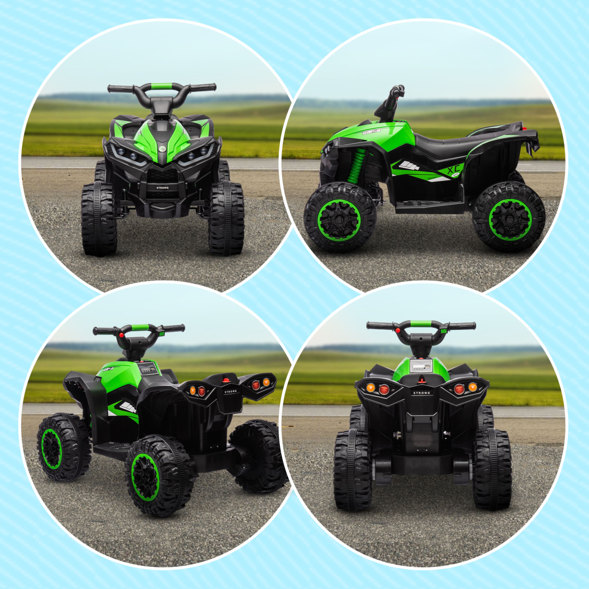 12V Electric Quad Bike for Kids Ride-On ATV Toy with Lights & Music – Ages 3-5 (Green)