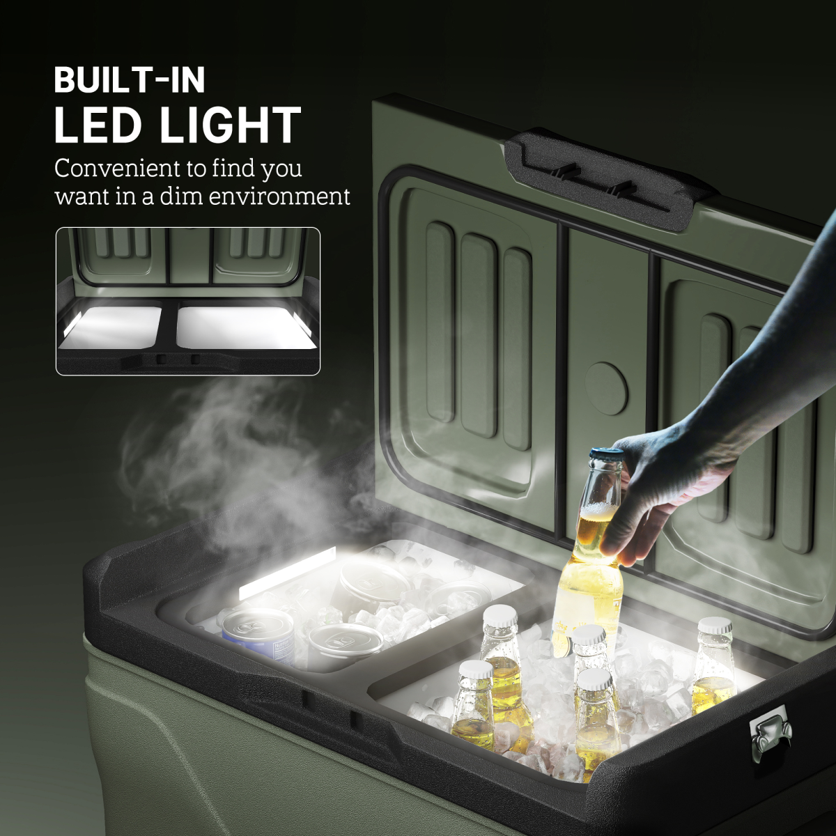 45L Portable Camping Fridge Freezer with Dual Zone, Car & Home Use, -20℃ to 20℃