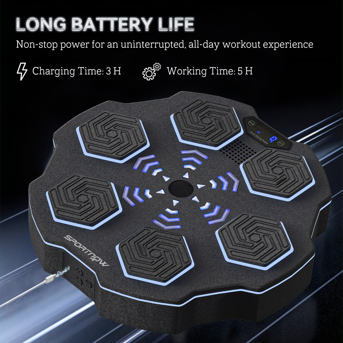 Music Boxing Machine with Bluetooth, LED Lights & Punch Tracking – Wall-Mounted Training Pad