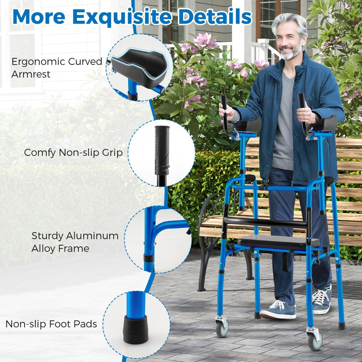 Premium Rolling Walker with Padded Seat and Dual High-Quality Wheels