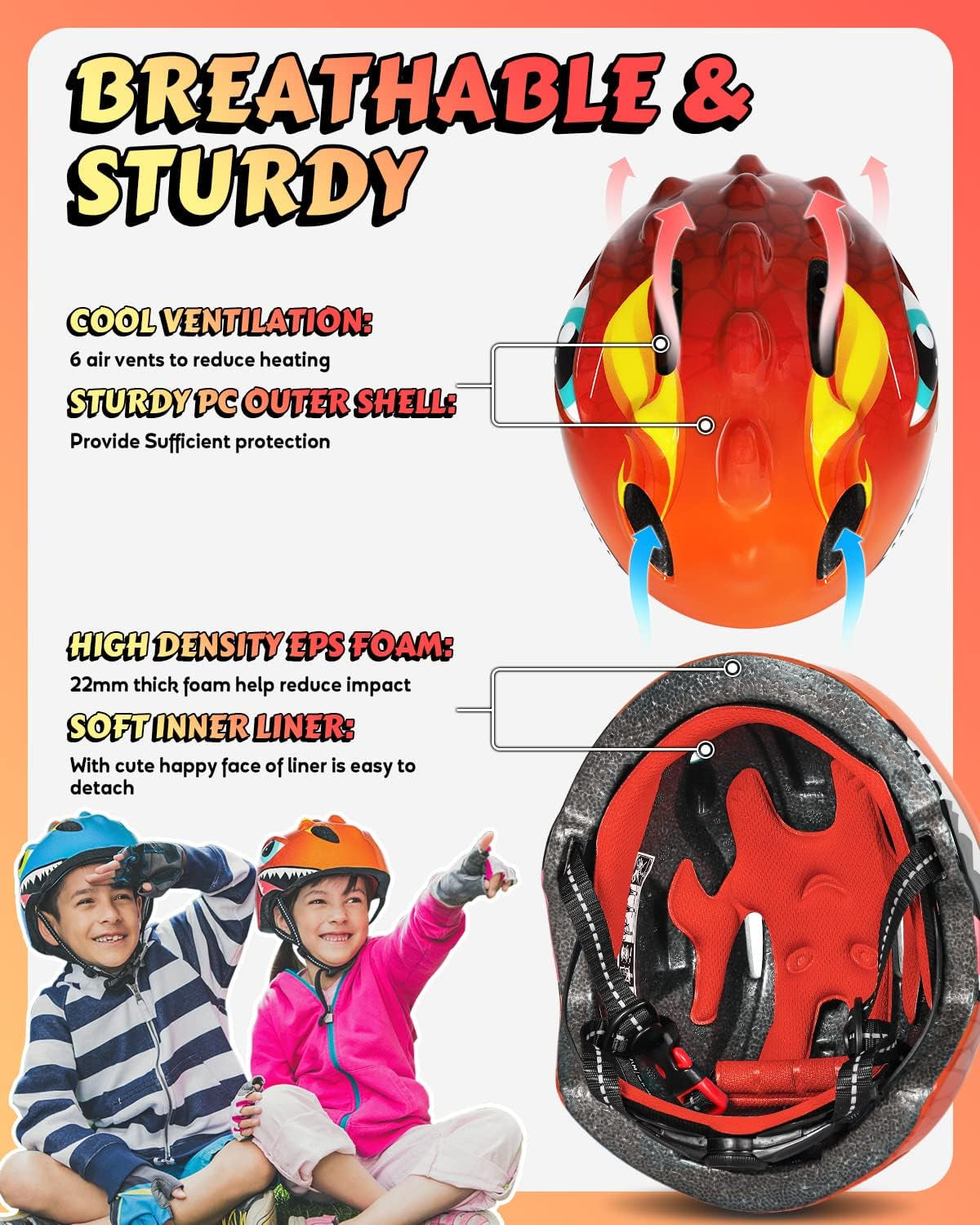 Kids 3D Cartoon Bike Helmet – Lightweight Adjustable Safety Helmet for Boys & Girls (Ages 3–8) | Cycling, Skating, and Scooting | Optional Set with Pads & Bell