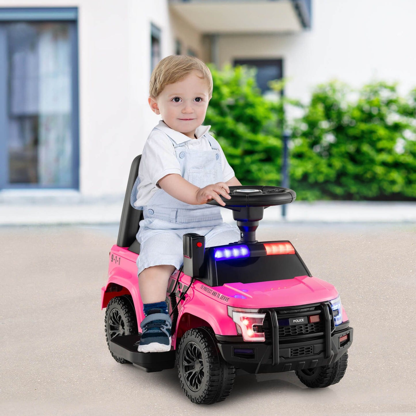 6V Kids Ride-On Police Car with Siren Lights, Megaphone & Hidden Storage | Electric Ride-On Toy for Toddlers