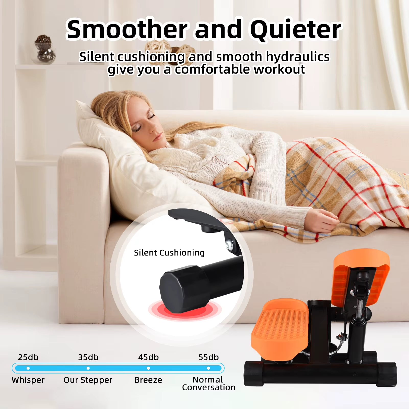 Stepper Exercise Machine 100Kg Stair Stepper Mini Stepper for Exercise at Home with Resistance Bands LCD Display for Fitness