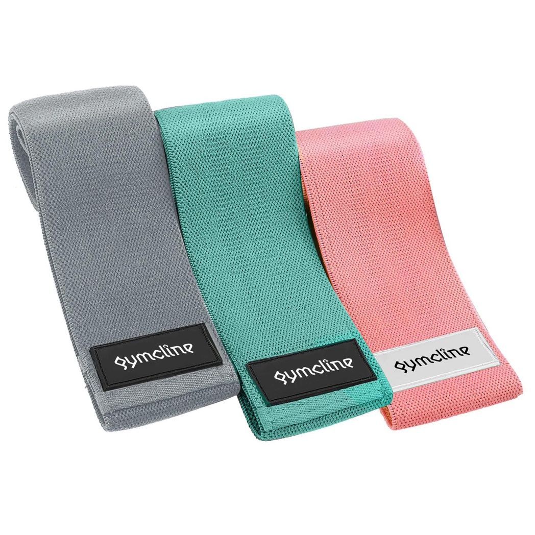 Gymcline Resistance Bands Set (3 Pack) – Non-Slip Fabric Bands with 3 Resistance Levels + Storage Bag
